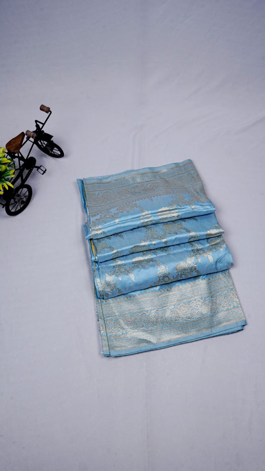 Pure Banarasi Handloom Katan Sada Kadhuwa Jangla Saree