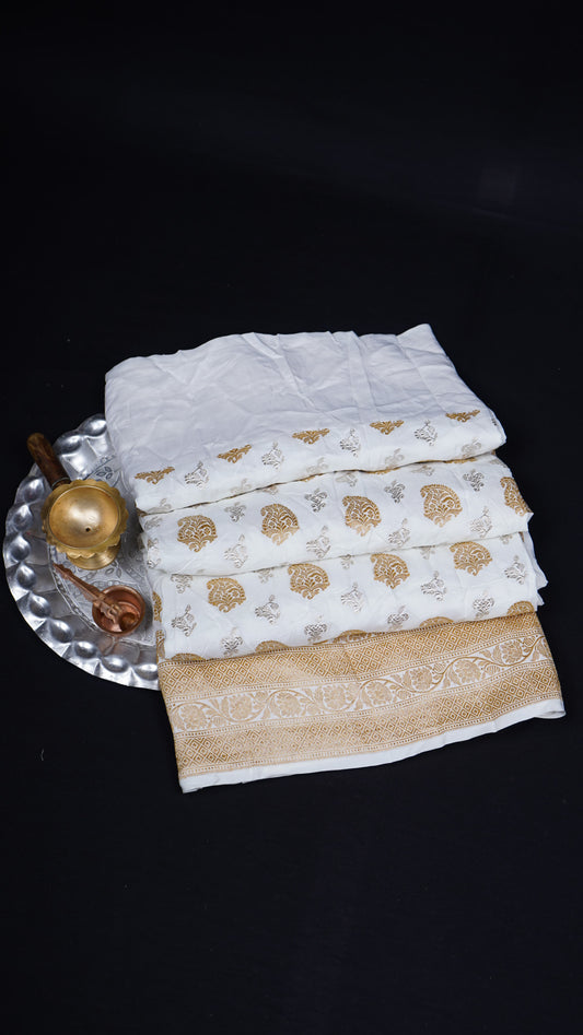 Pure Banarasi Handloom Katan Mashru Real Zari Saree