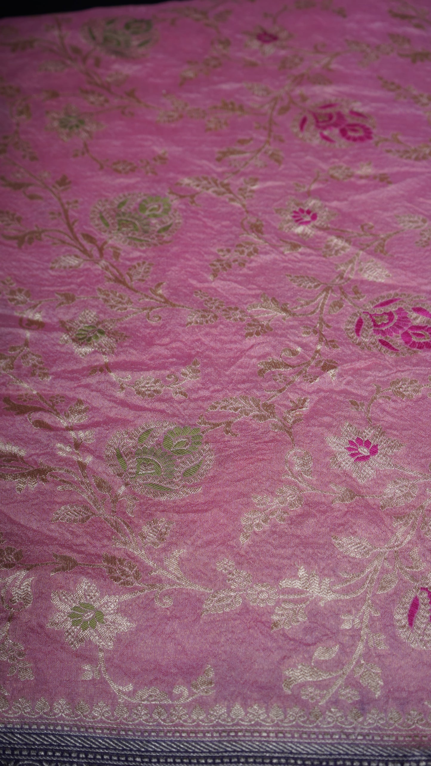 Pure Banarasi Handloom Moonga Tissue Georgette Saree