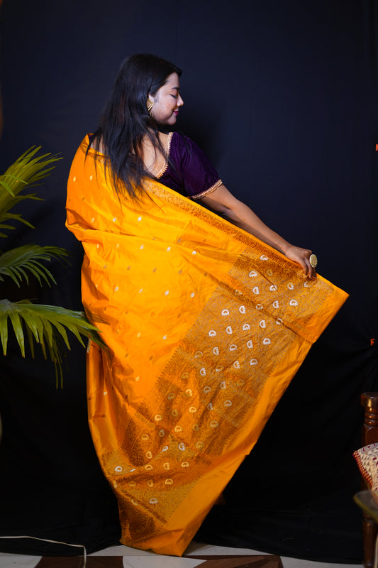 Pure Banarasi Handloom Katan Chinna Buti Saree