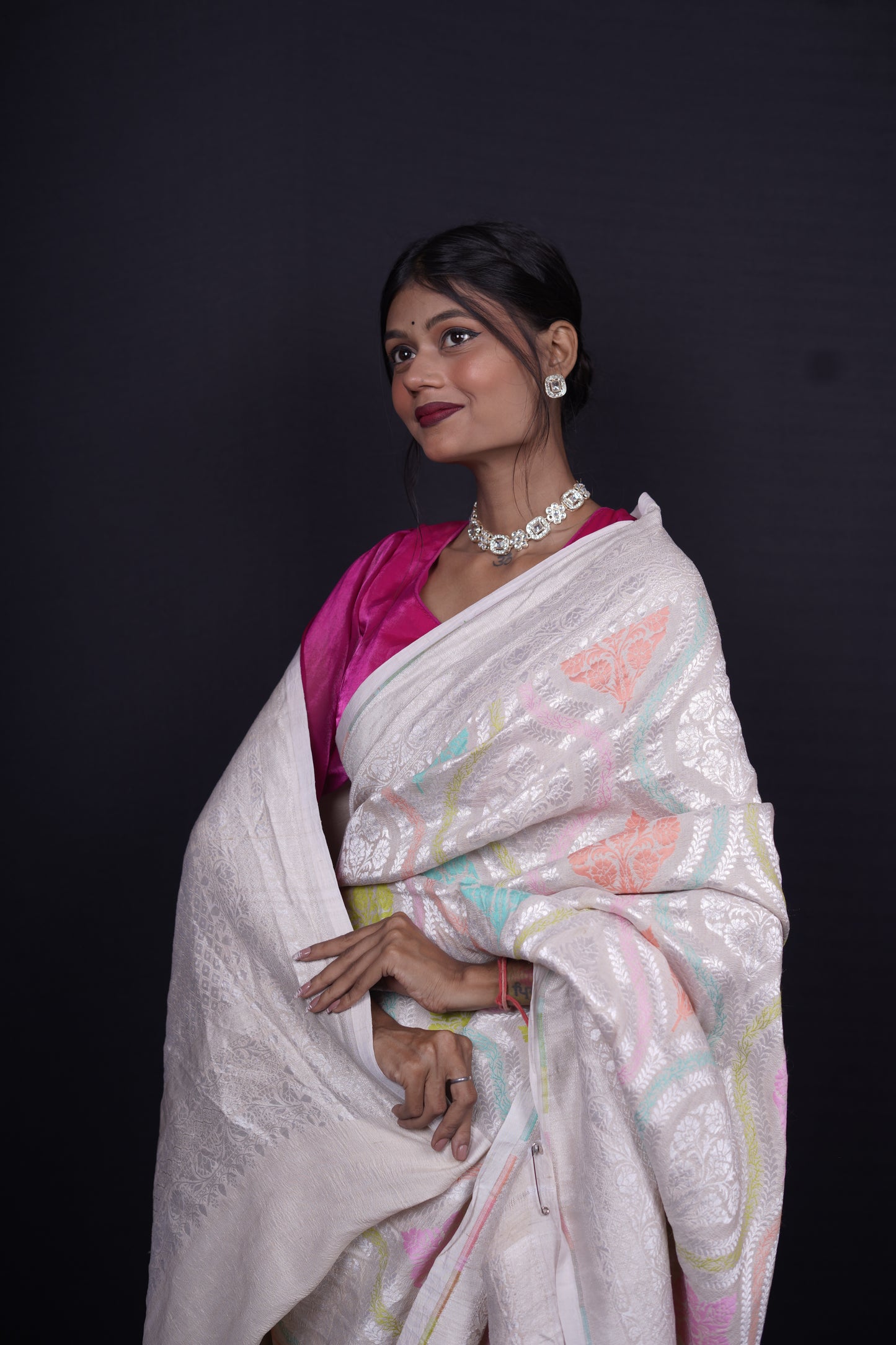 Pure Banarasi Handloom Tussar Georgette Saree