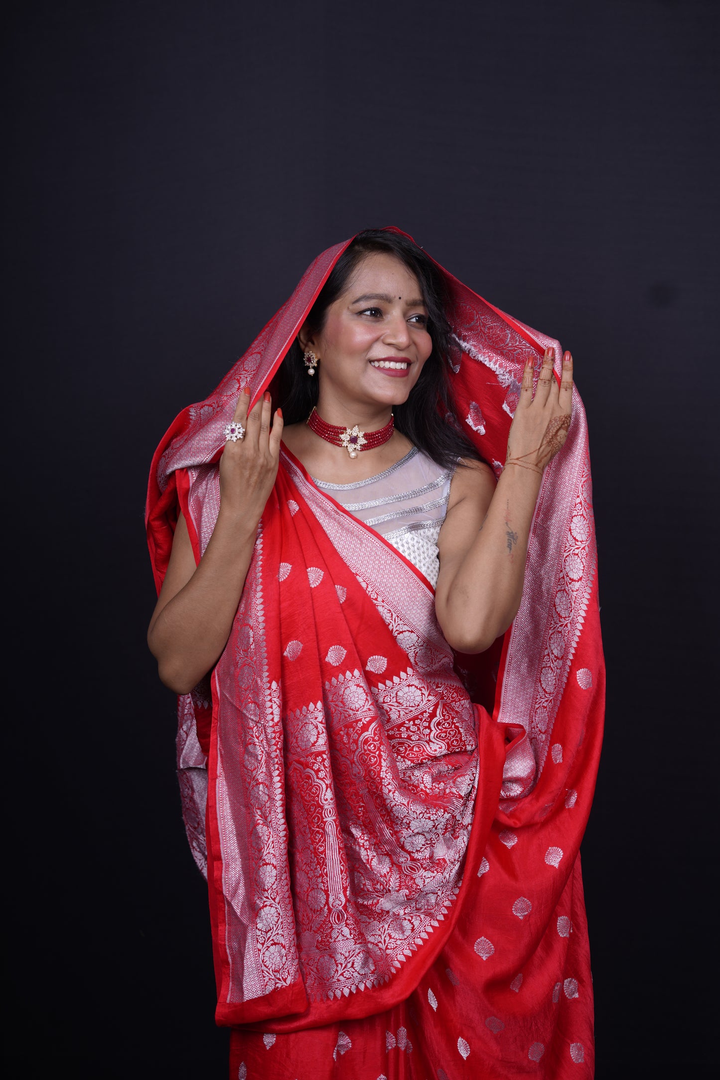 Pure Banarasi Handloom Mashru Boota Saree