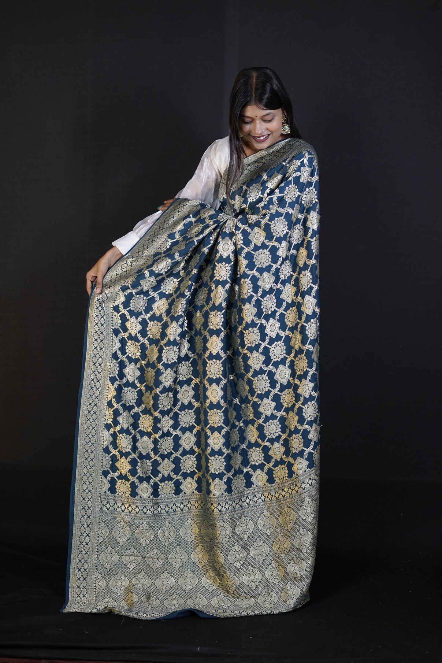 Pure Banarasi Handloom Moonga Georgette Saree