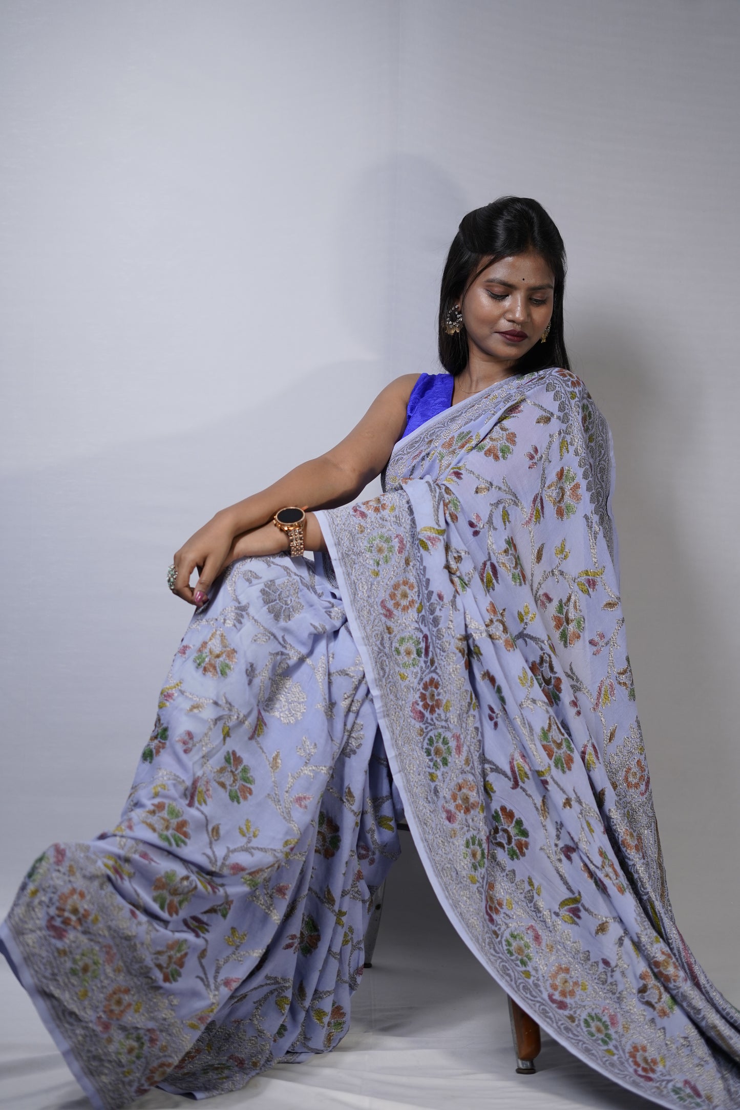Pure Banarasi Handloom Khaddi Georgette Black Zari Saree