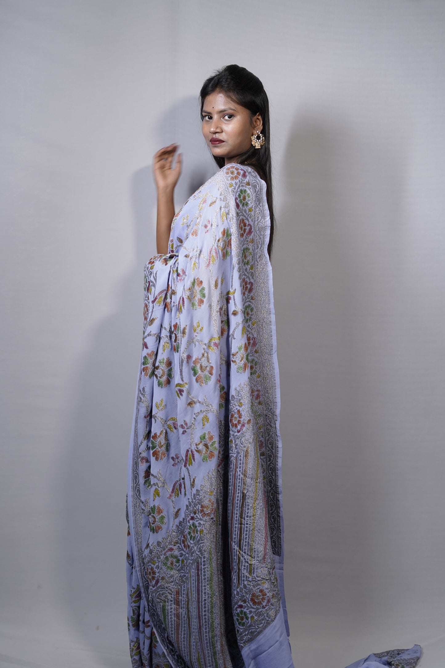 Pure Banarasi Handloom Khaddi Georgette Black Zari Saree