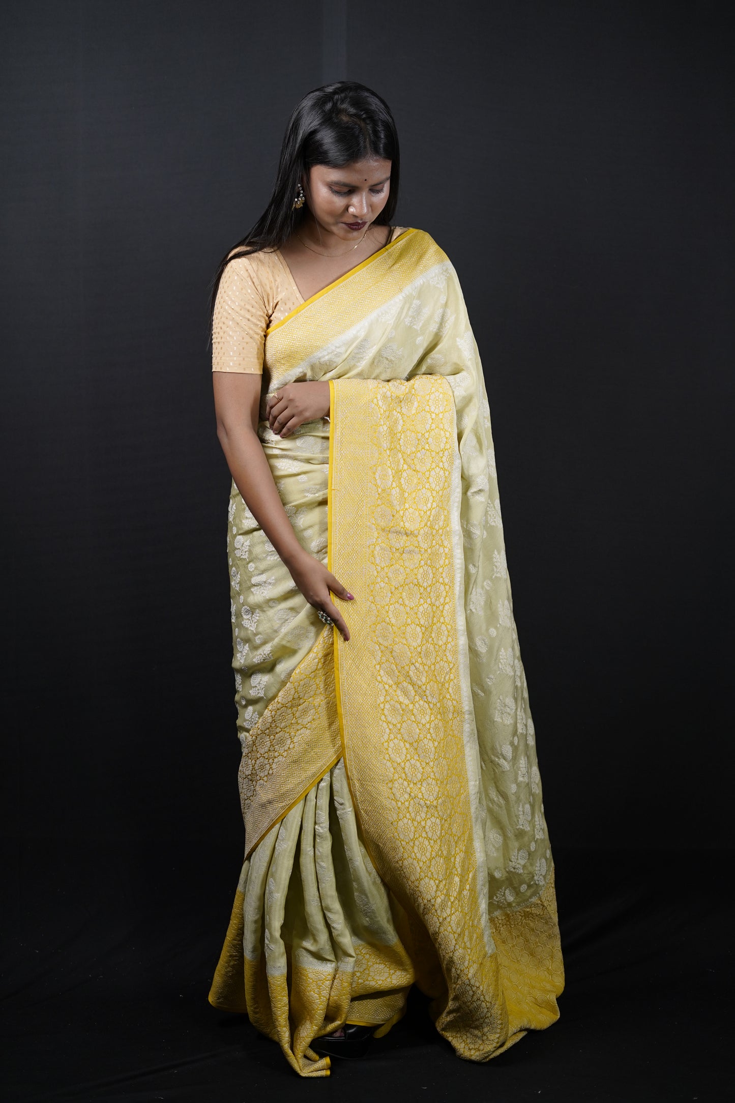 Pure Banarasi Handloom Crepe Georgette Saree