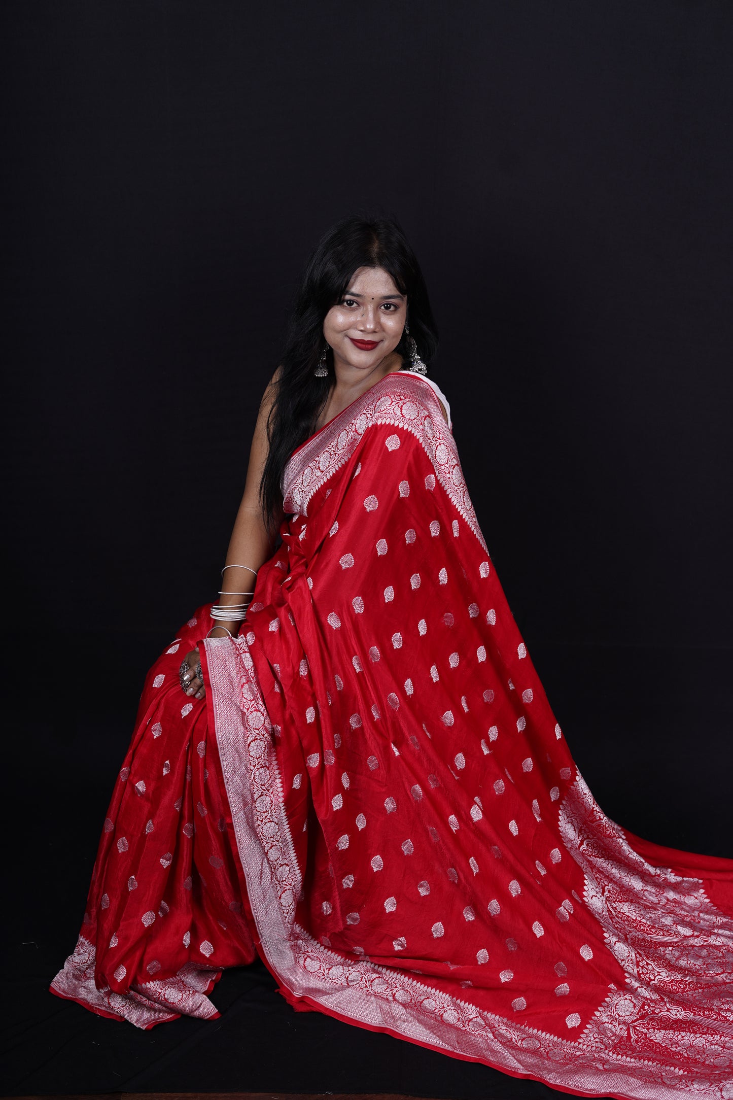 Pure Banarasi Handloom Katan Mashru Saree
