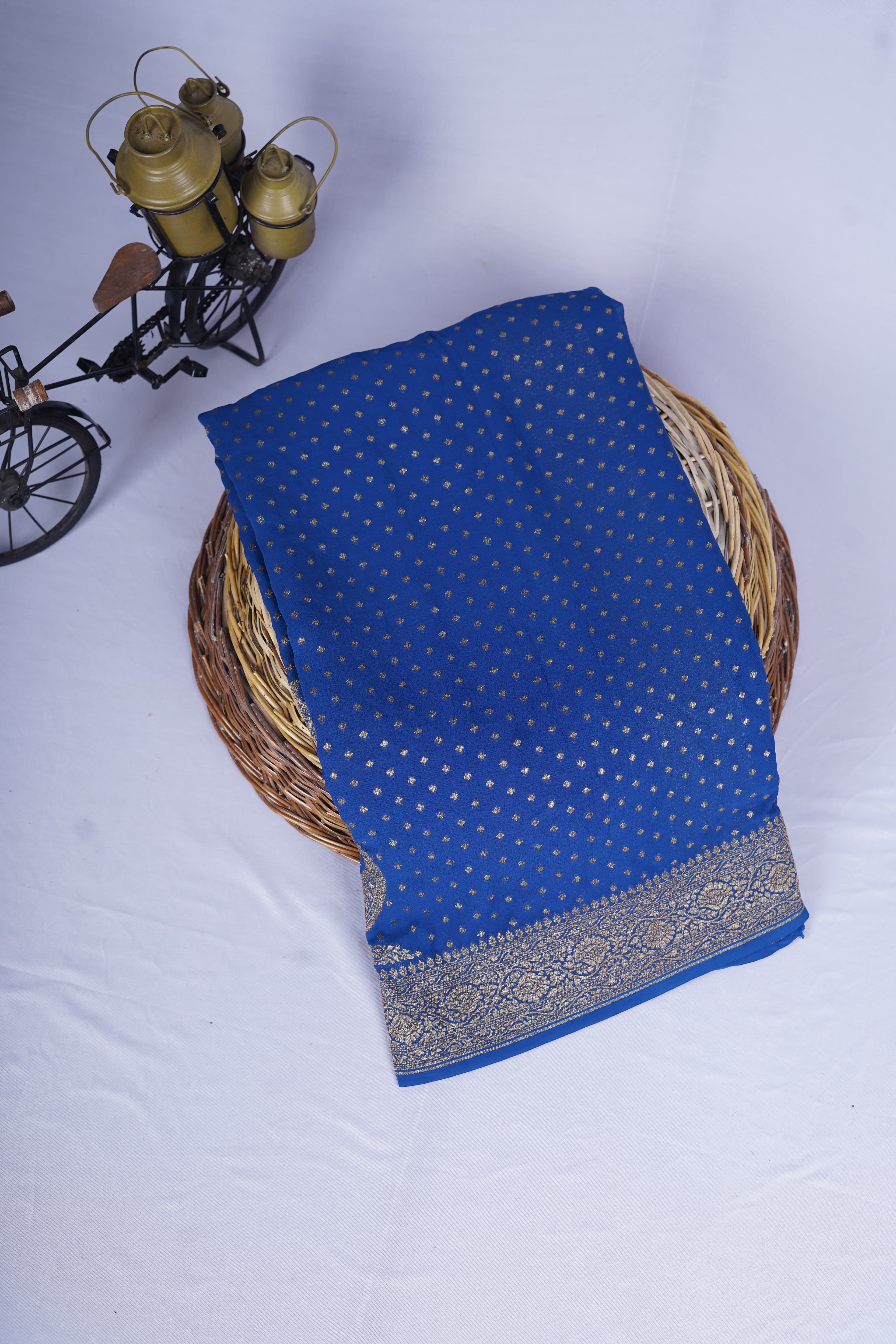 Pure Banarasi Handloom Khaddi Georgette Antique Buti Saree