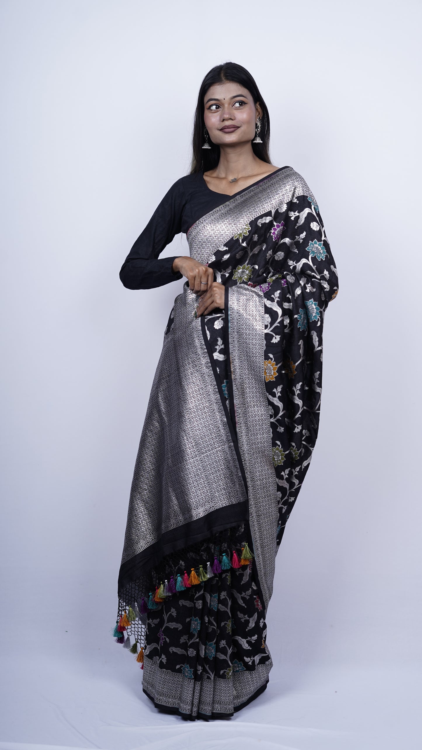 Pure Banarasi Handloom Khaddi Georgette Jamdani Saree