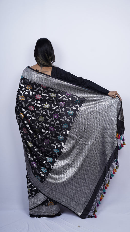 Pure Banarasi Handloom Khaddi Georgette Jamdani Saree