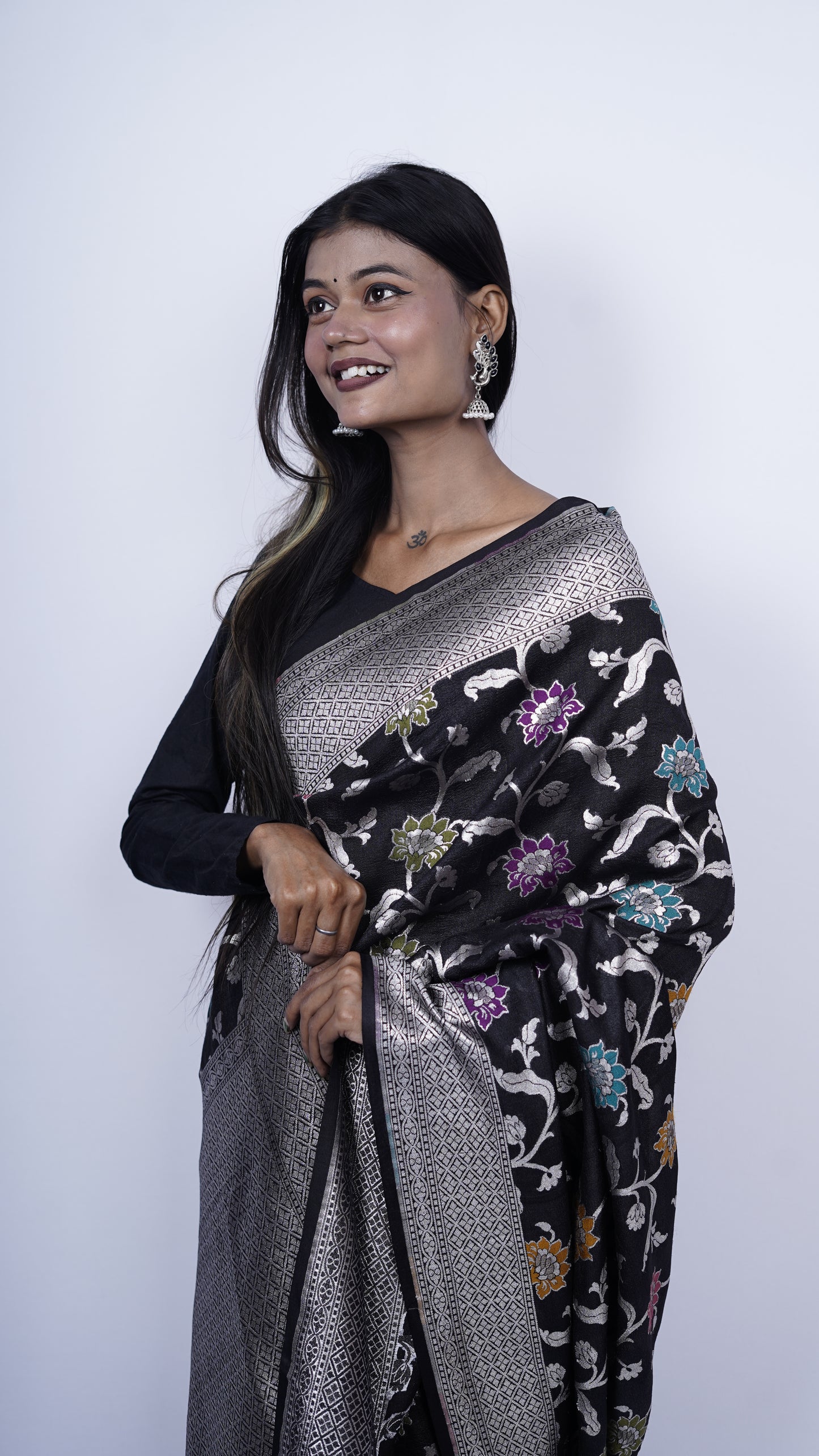 Pure Banarasi Handloom Khaddi Georgette Jamdani Saree