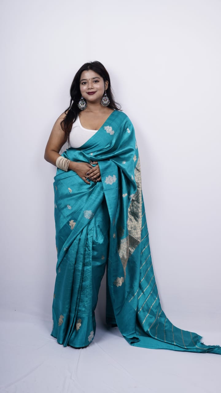 Pure Banarasi Handloom Katan Raw mango Saree