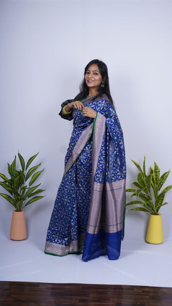 Pure Banarasi Handloom Katan Georgette Saree
