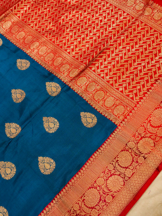 Pure Banarasi Handloom Katan Traditional Boota Saree