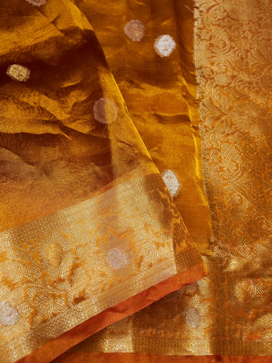 Pure Banarasi Handloom Tissue Cutwork Saree