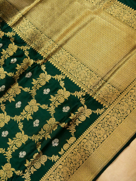 Pure Banarasi Handloom Katan Rupa Sona Kadhwa Jangla Saree
