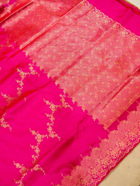 Pure Banarasi Handloom Katan Light Weight Jangla Saree