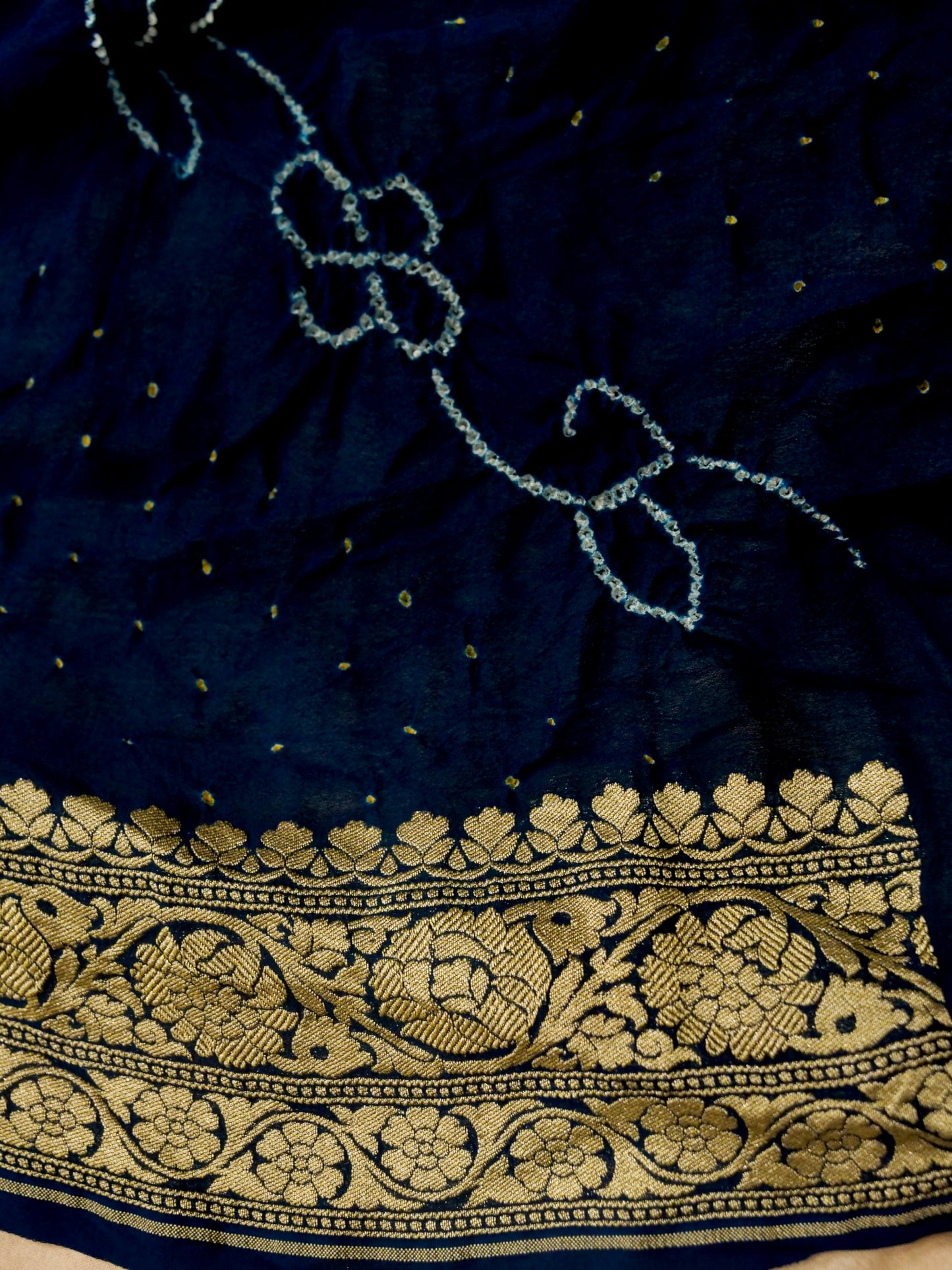 Pure Banarasi Handloom Khaddi Georgette Bandhani Rai Saree