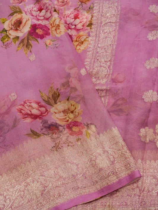 Pure Banarasi Handloom Rupa Buti Digital Print Saree