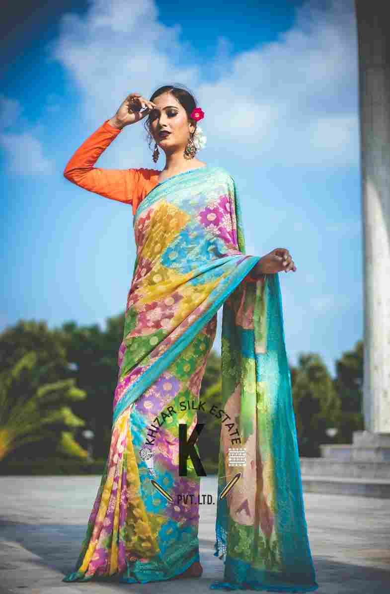 Handloom Pure Banarsi Saree "Khaddi Georget Rangkat"