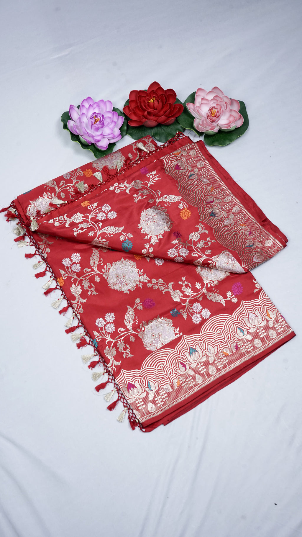 Pure Banarasi Handloom Katan Meenakari Jangla Saree