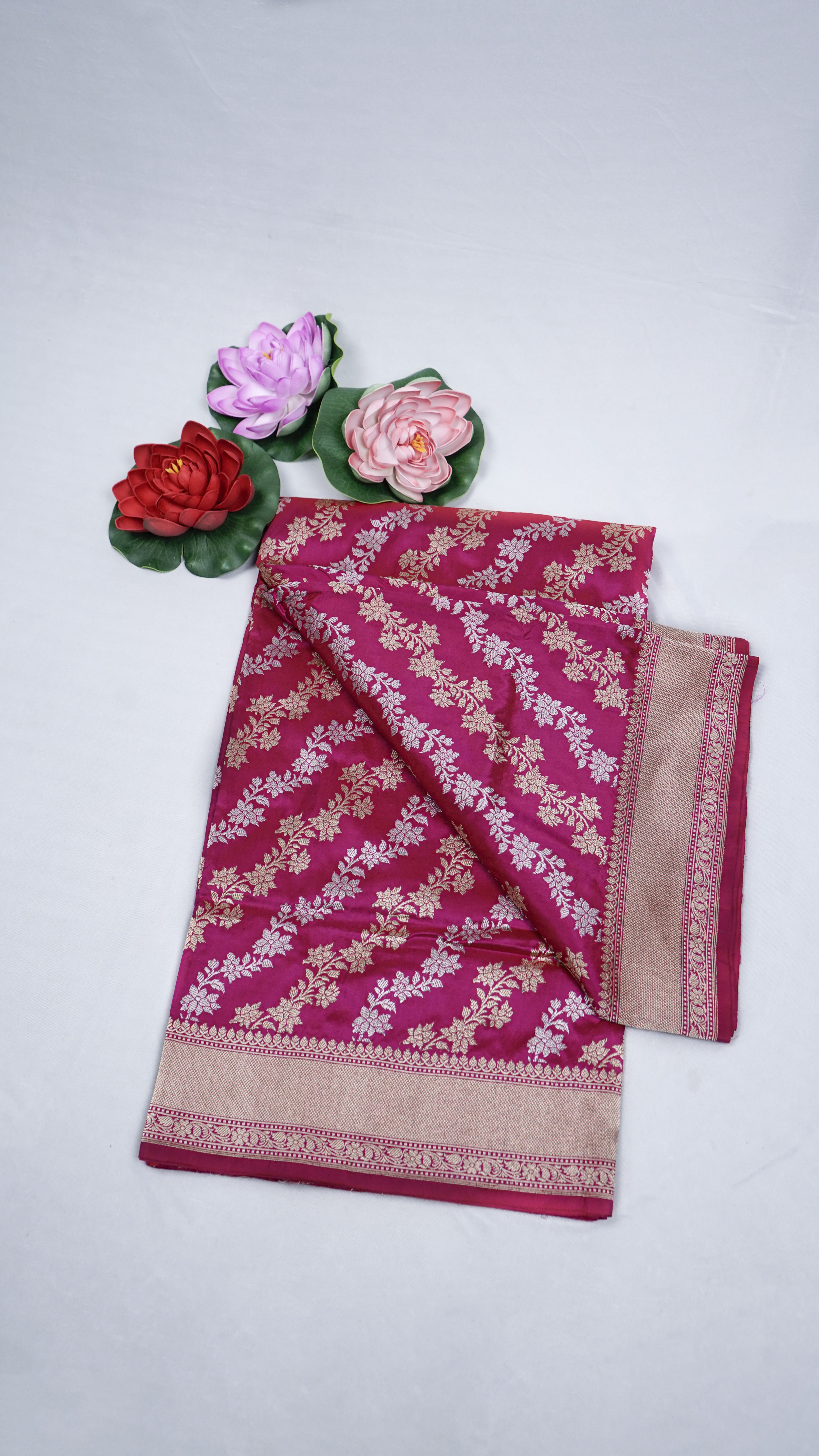 Pure Banarasi Handloom Katan Rupa Sona Kadhwa Jangla Saree