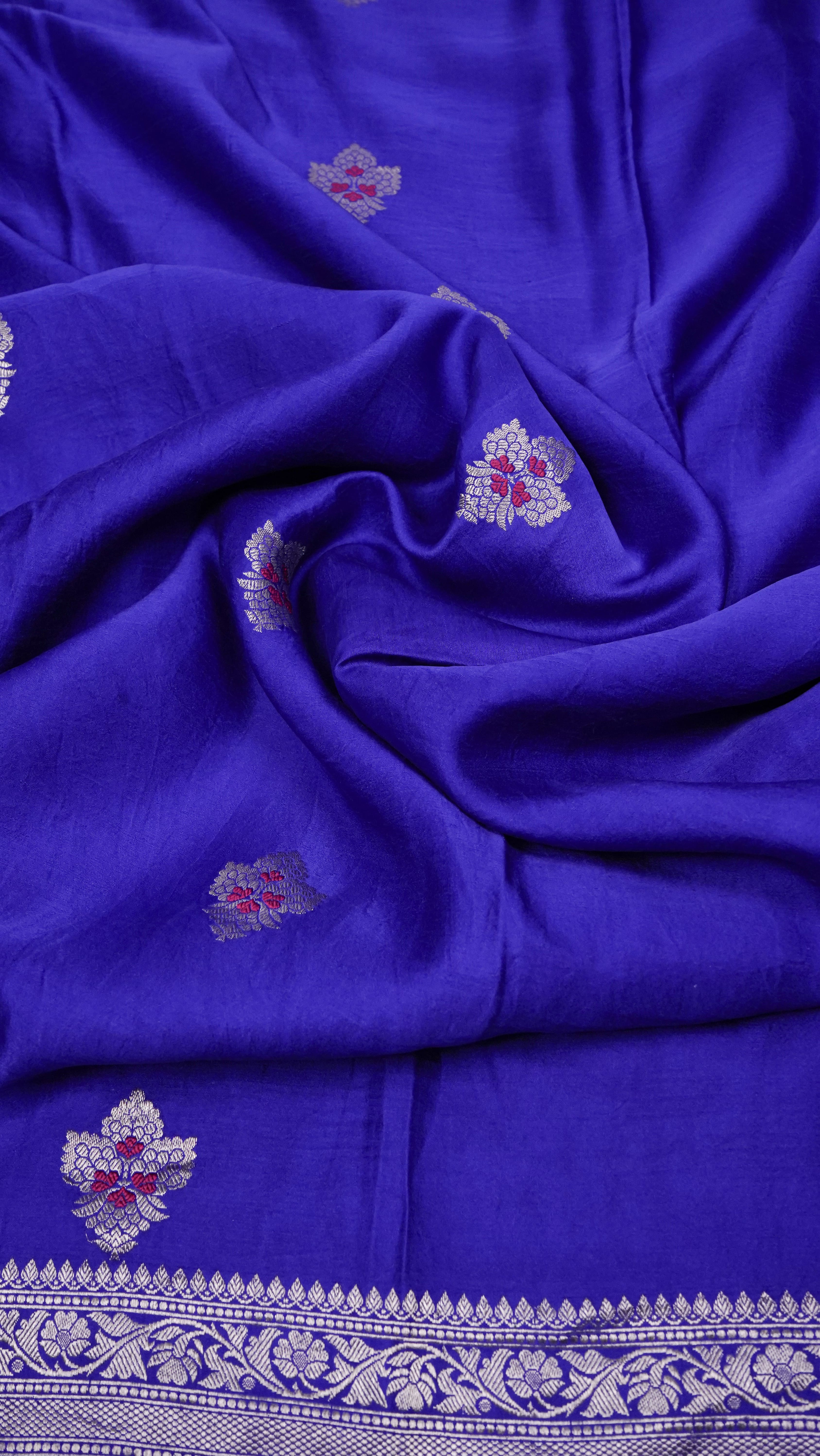 Pure Banarasi Handloom Katan Mashru Kadhwa Boota Saree
