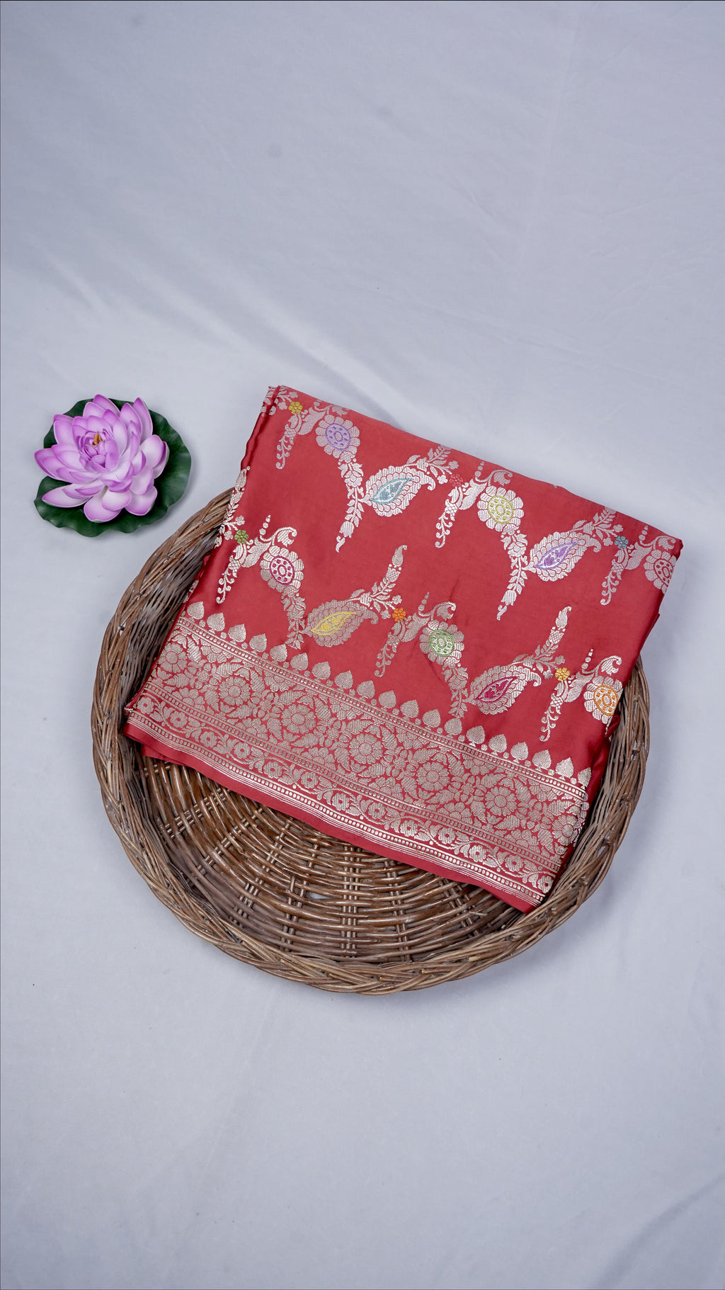 Pure Banarasi Handloom Katan Mashru Jangla Saree