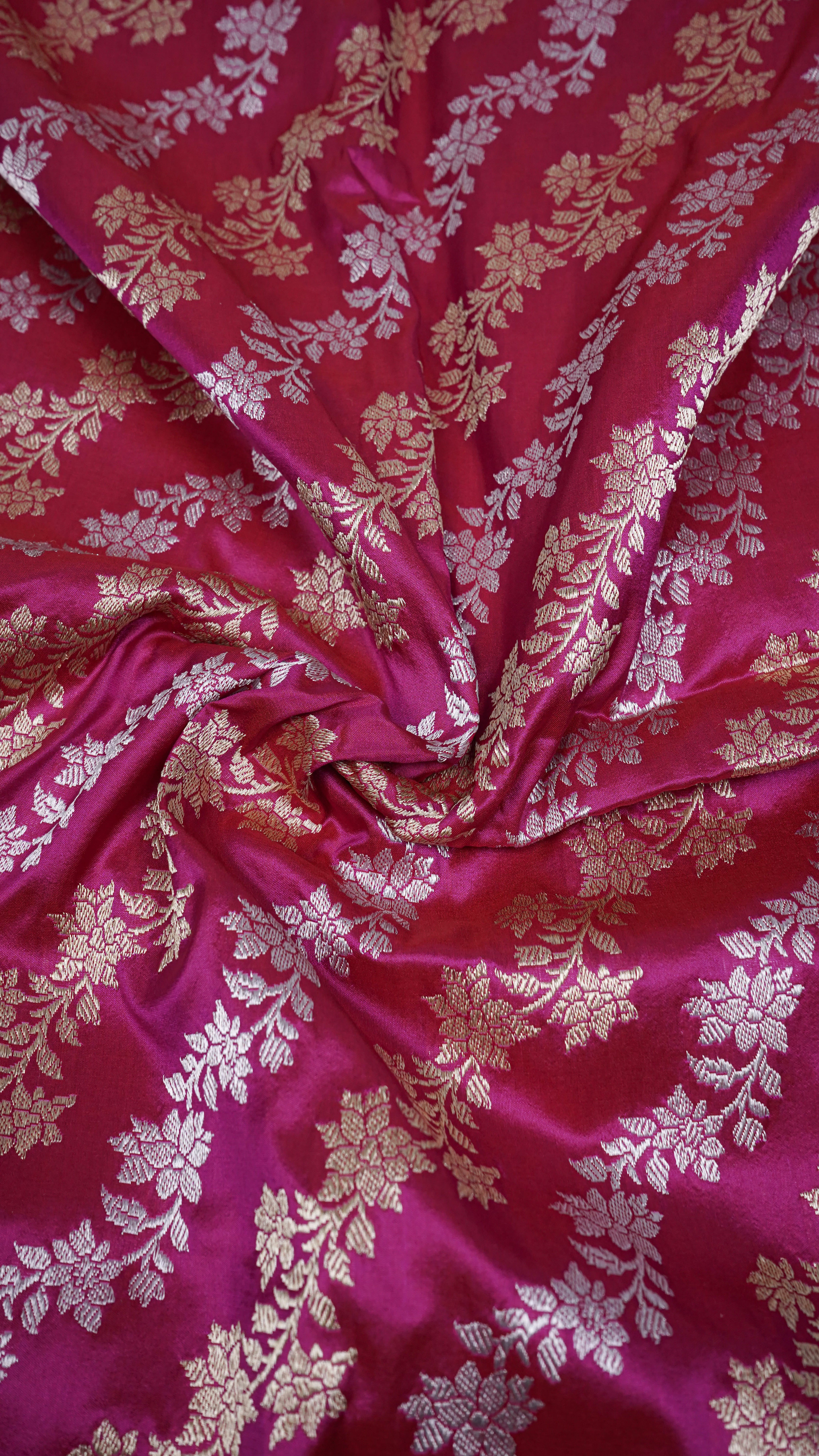 Pure Banarasi Handloom Katan Rupa Sona Kadhwa Jangla Saree