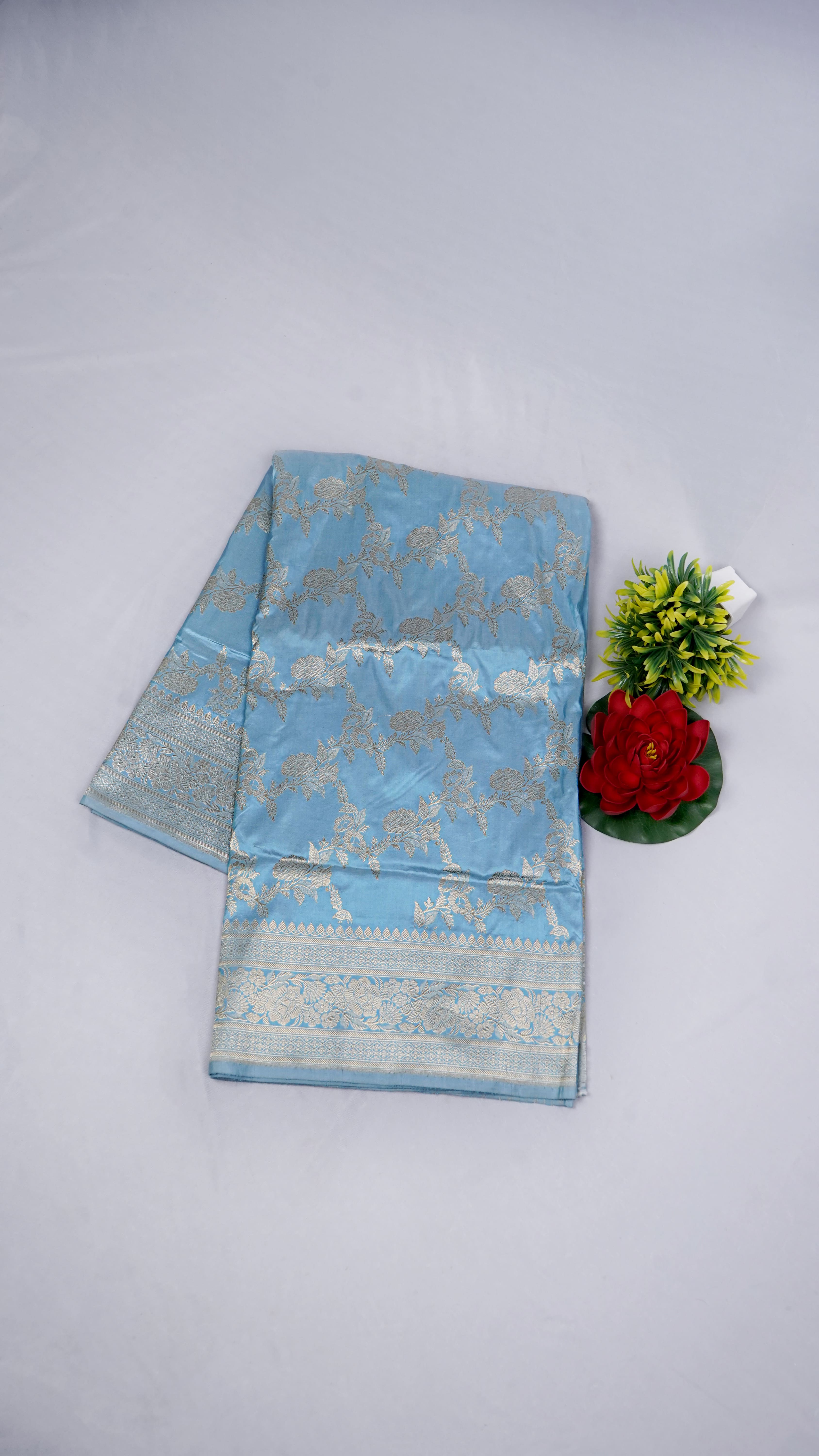 Pure Banarasi Handloom Katan Sada Kadhuwa Jangla Saree