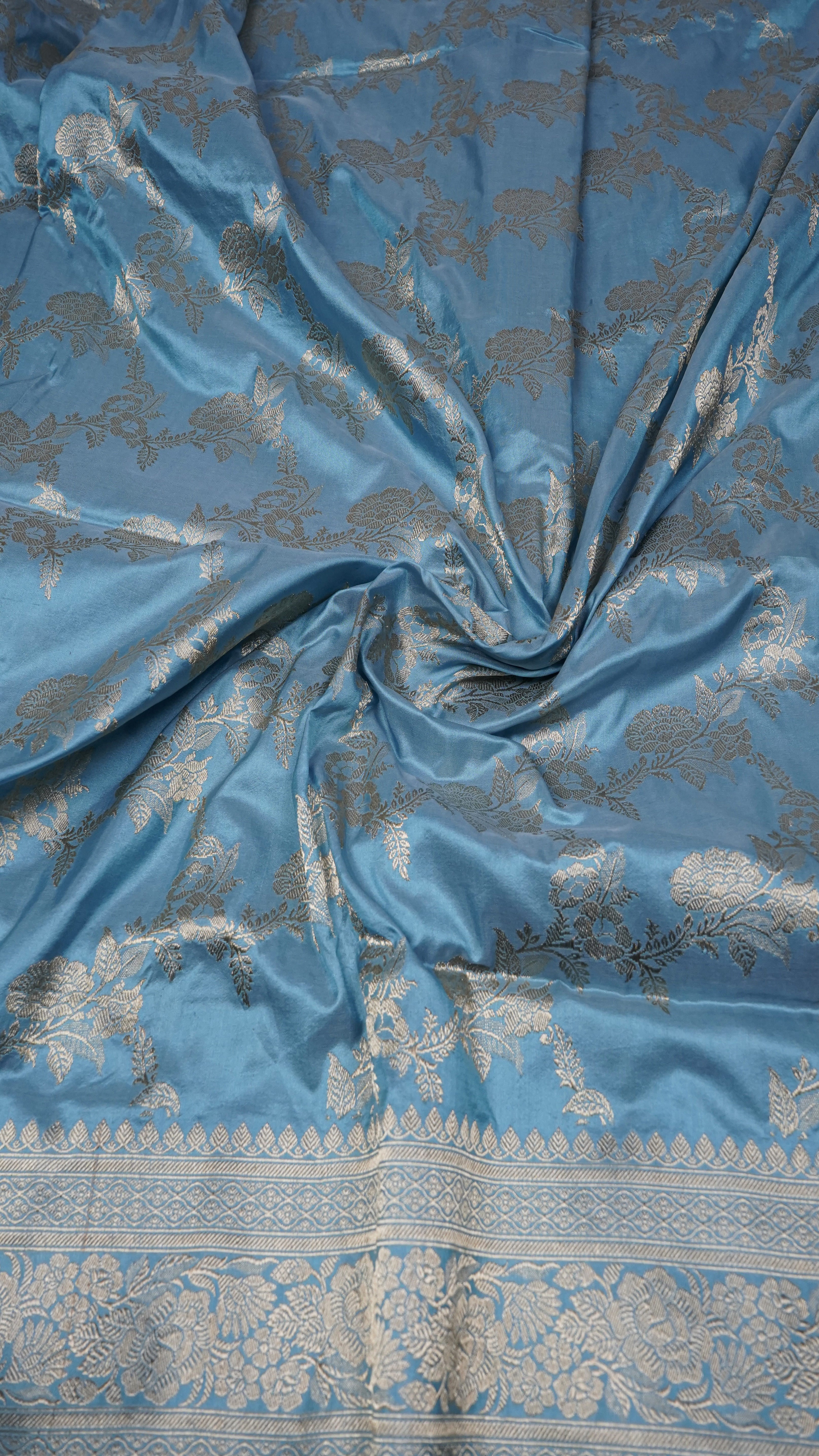 Pure Banarasi Handloom Katan Sada Kadhuwa Jangla Saree