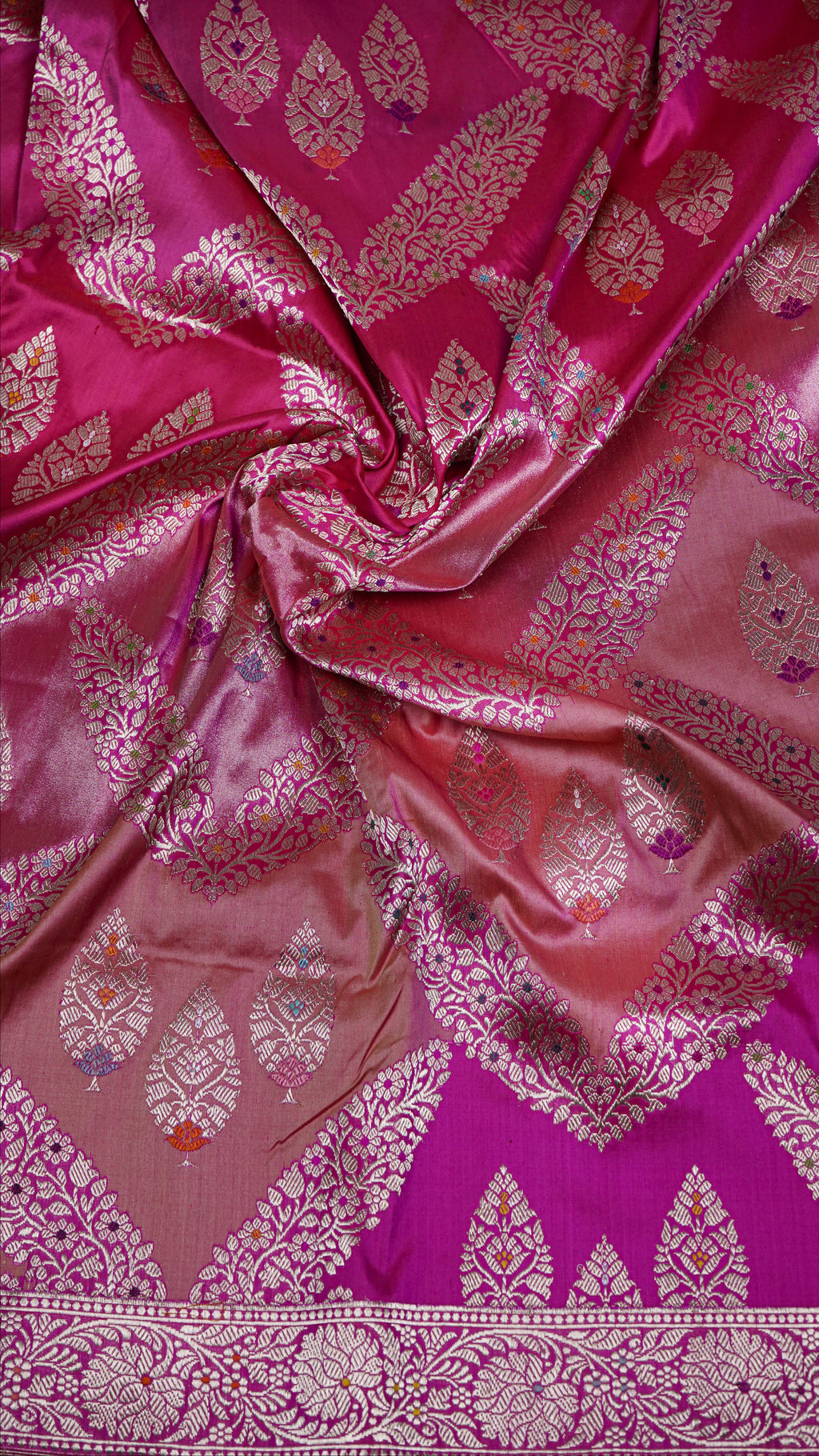 Pure Banarasi Handloom Katan Meenakari Jangla Saree