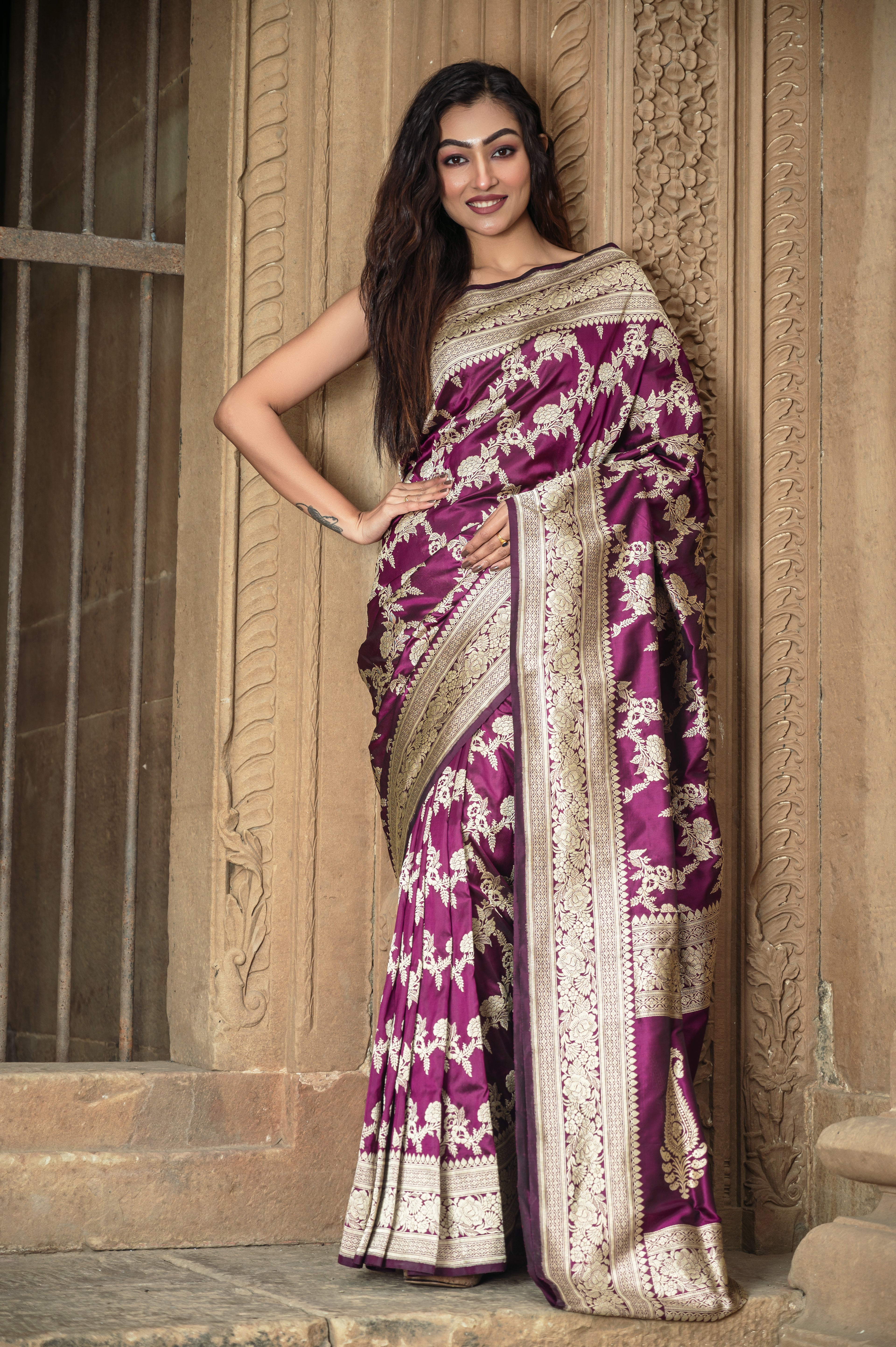 Pure Banarasi  Katan Sada Kaduwaan Jungla Saree