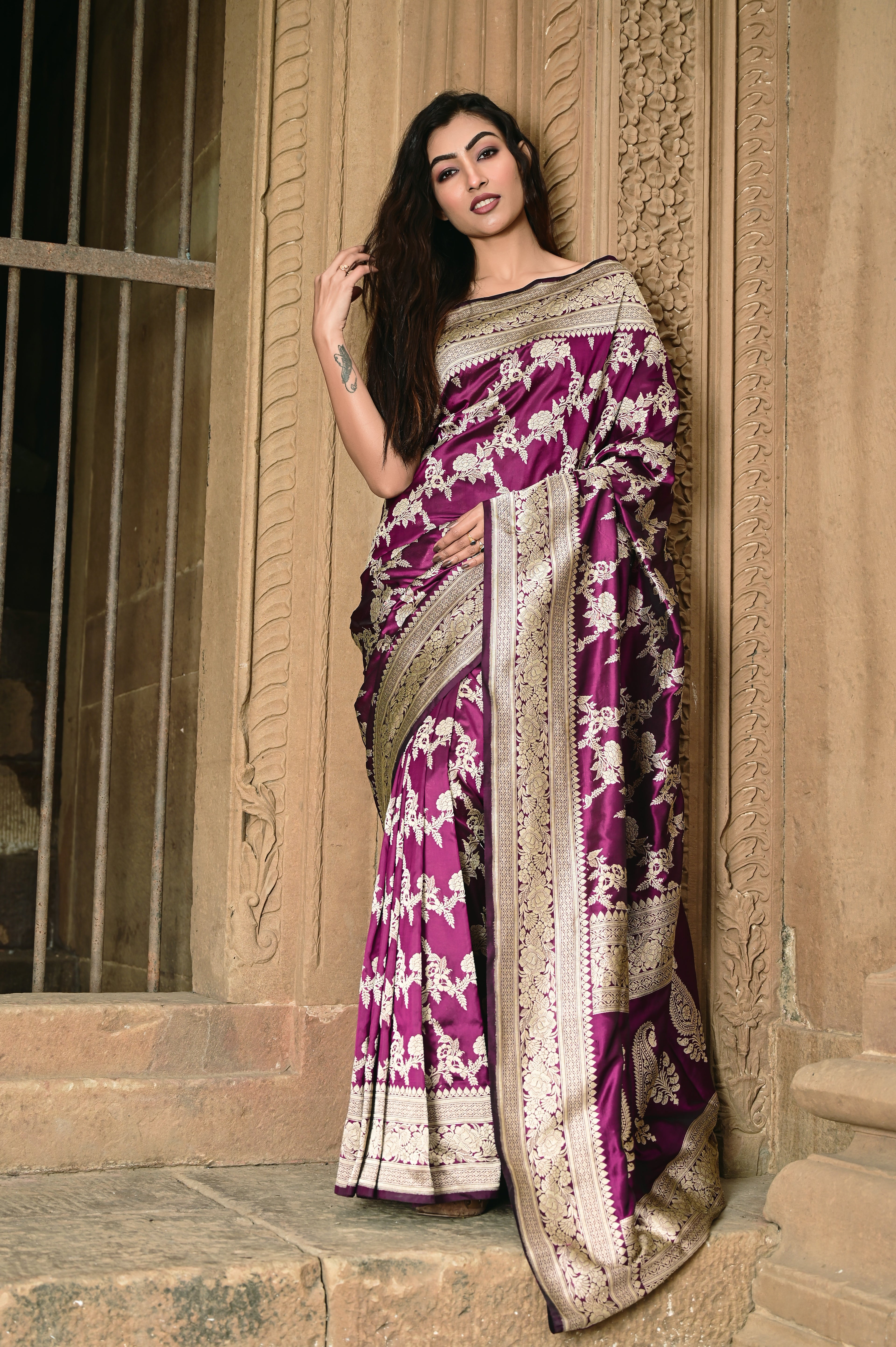 Pure Banarasi  Katan Sada Kaduwaan Jungla Saree