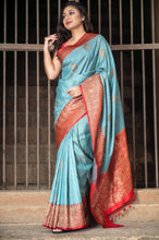 Load image into Gallery viewer, Pure Banarasi Katan  Desi Tasar Kadhuwan Boota Saree
