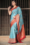 Pure Banarasi Katan  Desi Tasar Kadhuwan Boota Saree