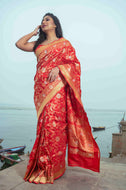 Pure Banarasi Neelambari Cotton Saree