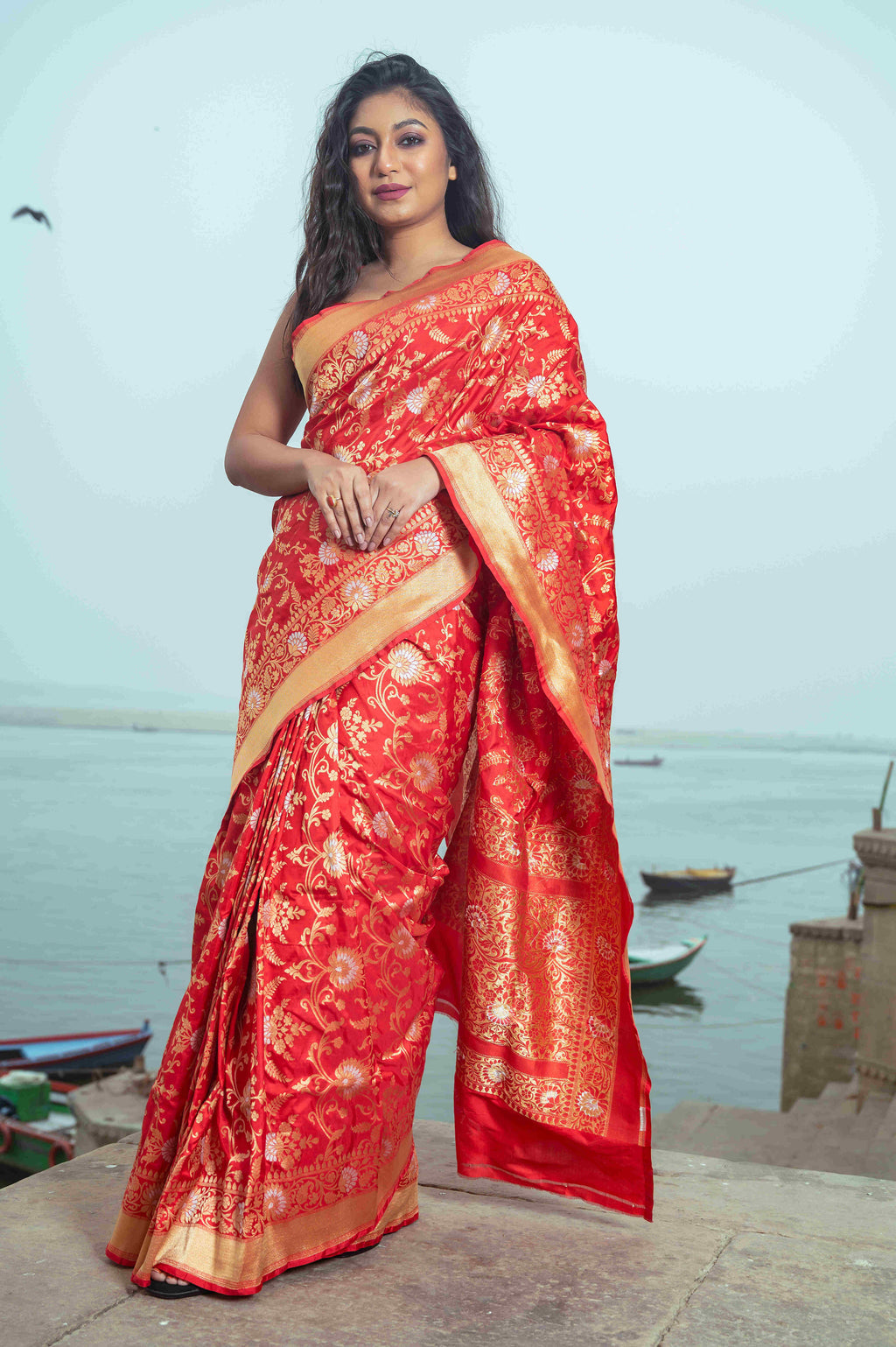 Pure Banarasi Neelambari Cotton Saree