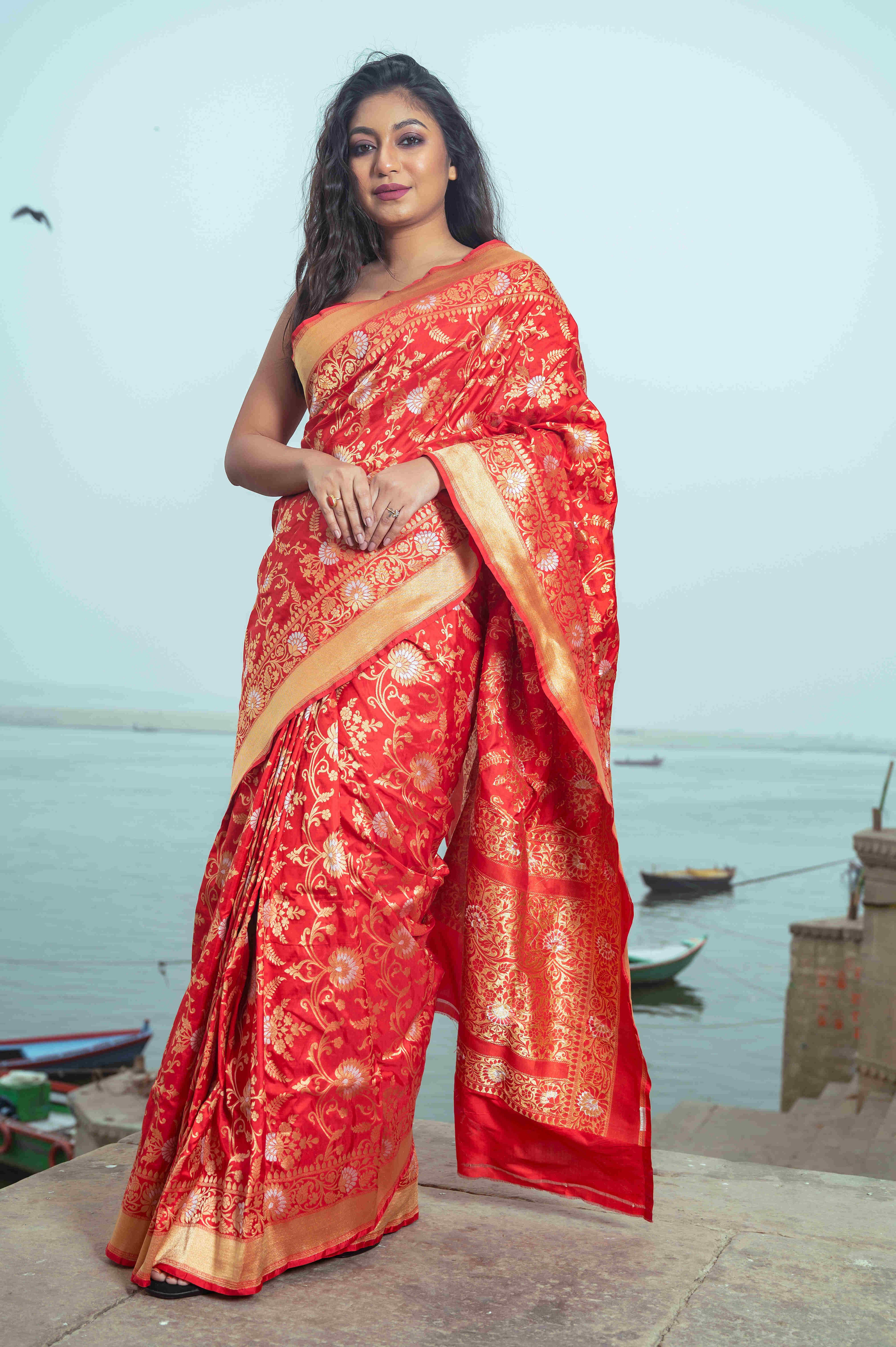Pure Banarasi Neelambari Cotton Saree