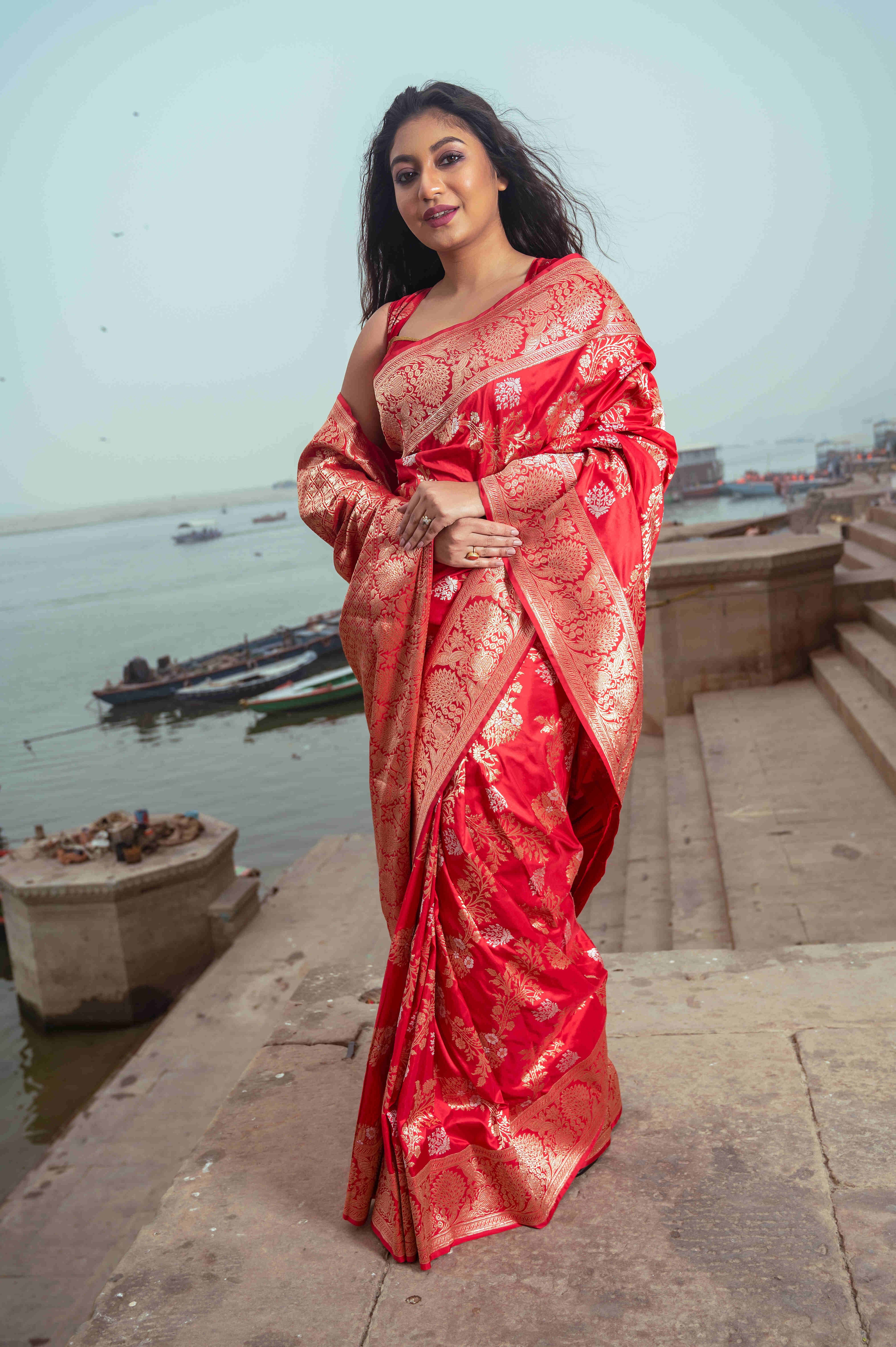 Pure Banarasi Katan Roopa Sona Jangla Saree