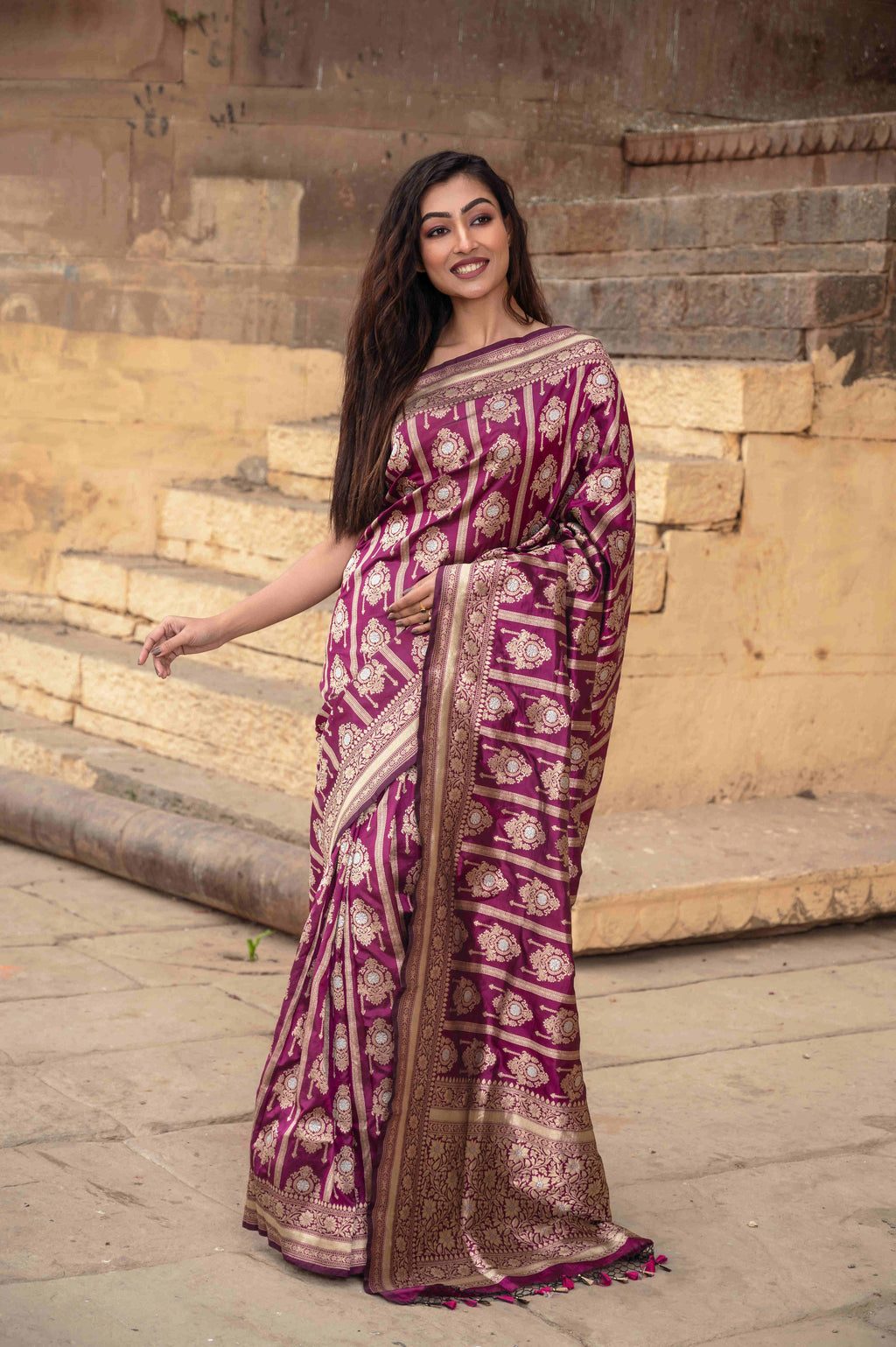 Pure Banarasi Katan Roopa Sona Saree