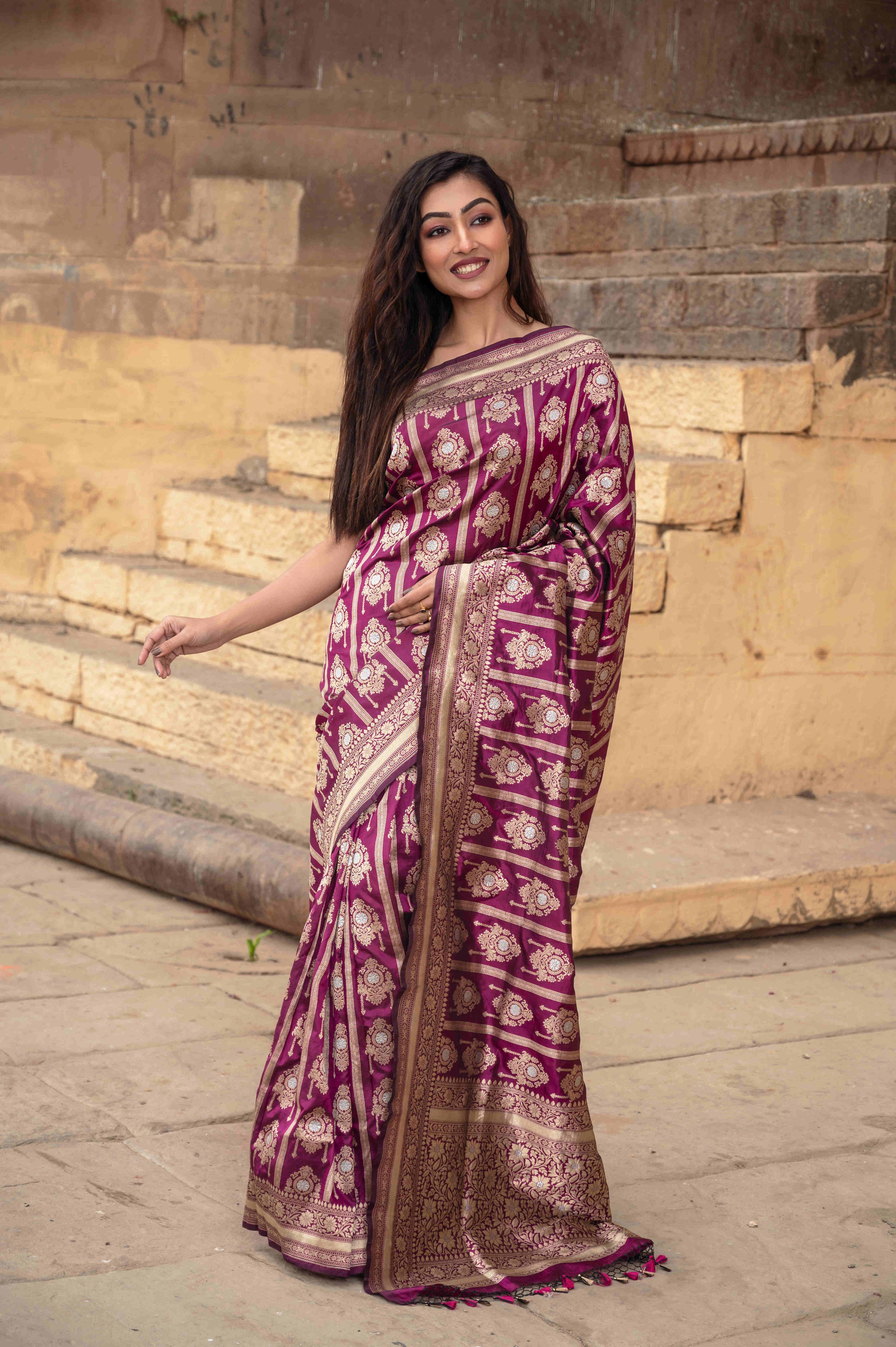 Pure Banarasi Katan Roopa Sona Saree