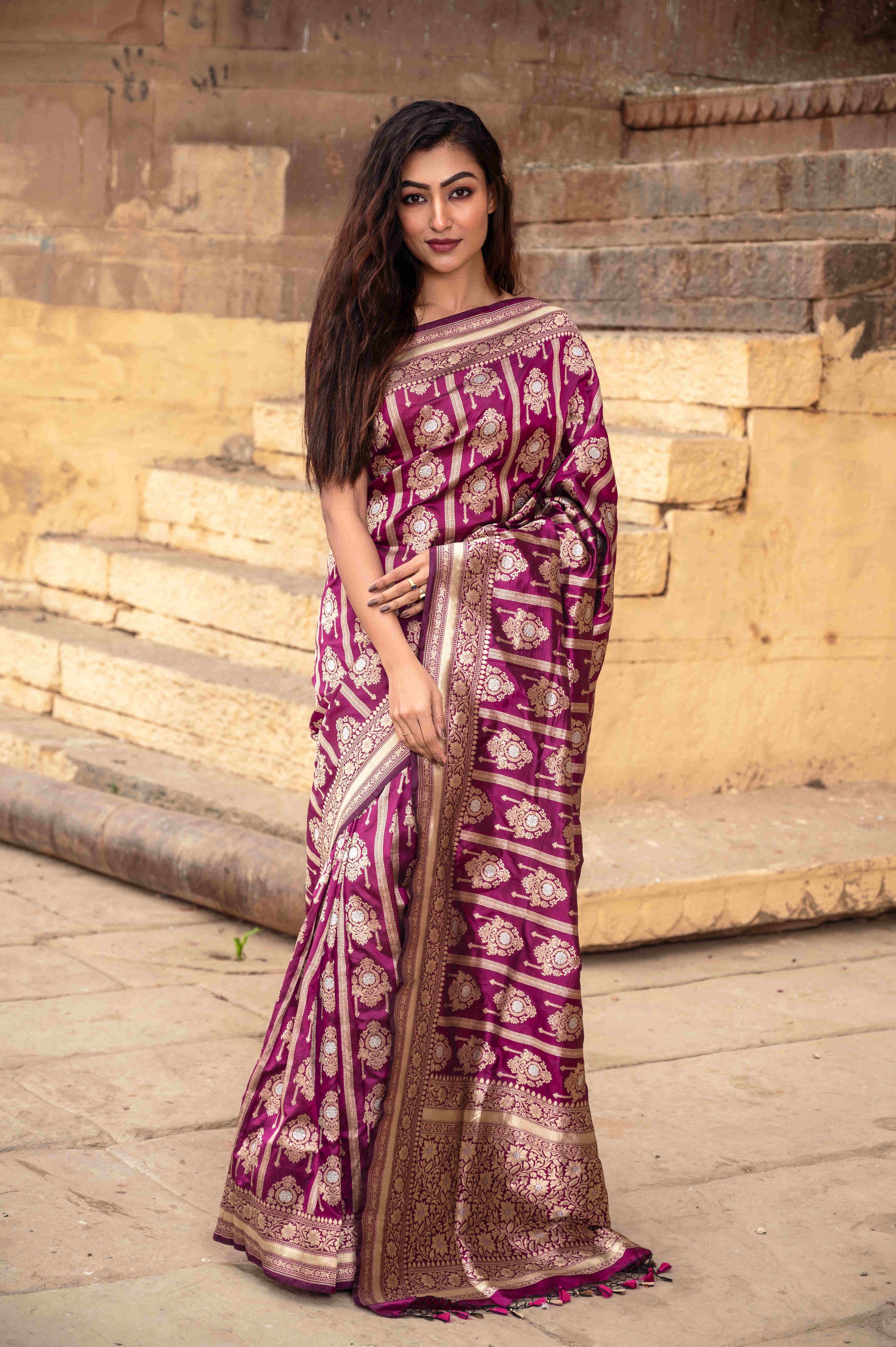 Pure Banarasi Katan Roopa Sona Saree