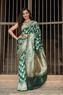 Pure Banarasi Katan Roopa Sona Jangla Saree