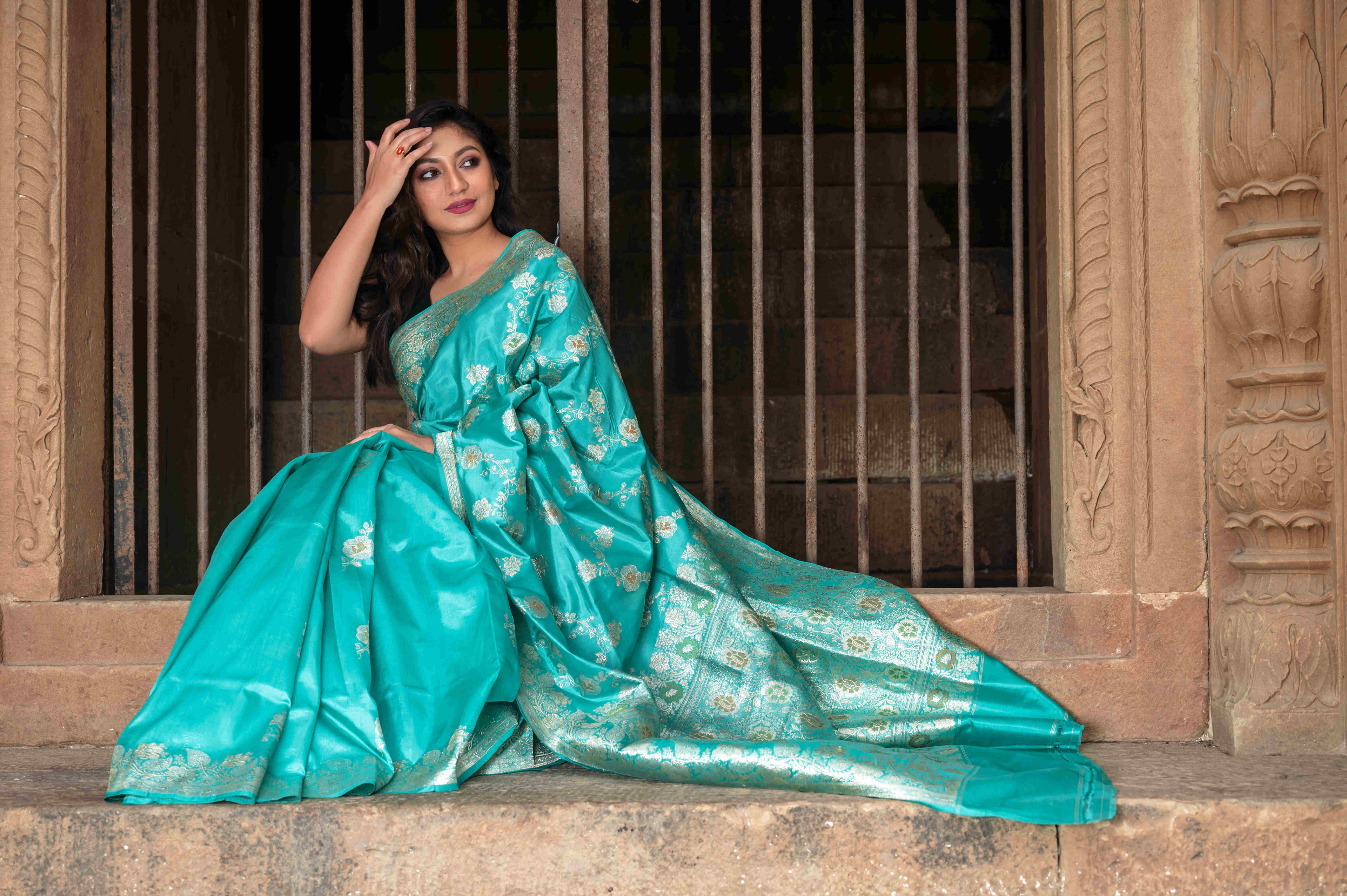 Pure Banarasi Satan Jangla Saree