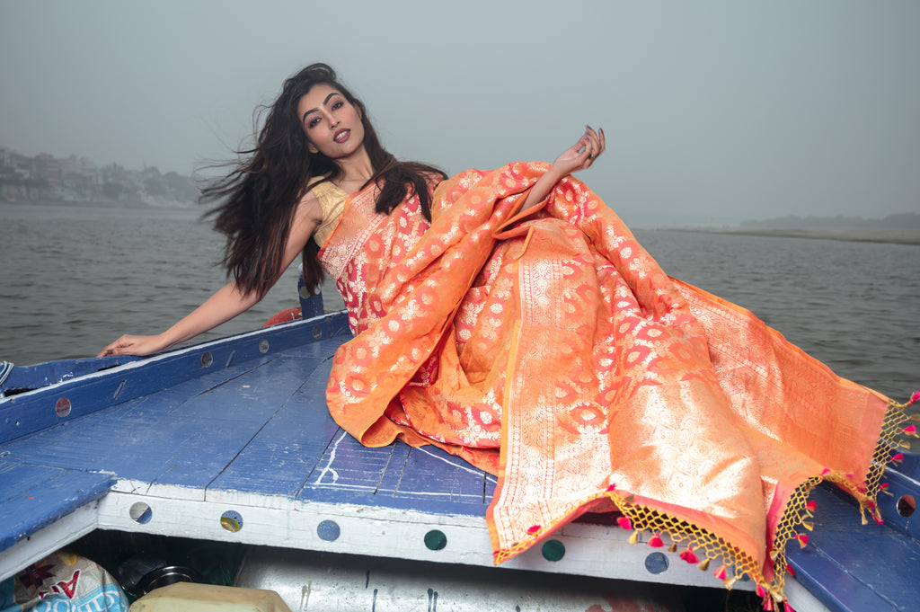 Pure Katan Banarasi  Jaal Work Patola Saree