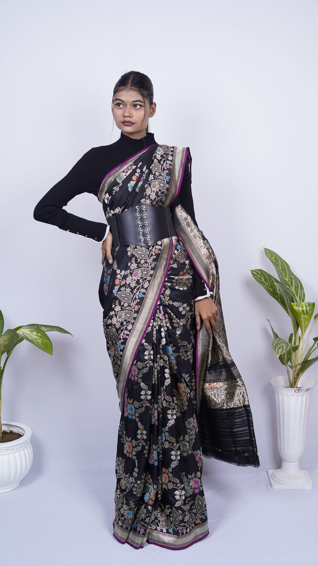 Pure Banarasi Handloom Katan by Katan Kadhwa Tilfi Designer Jangla Saree
