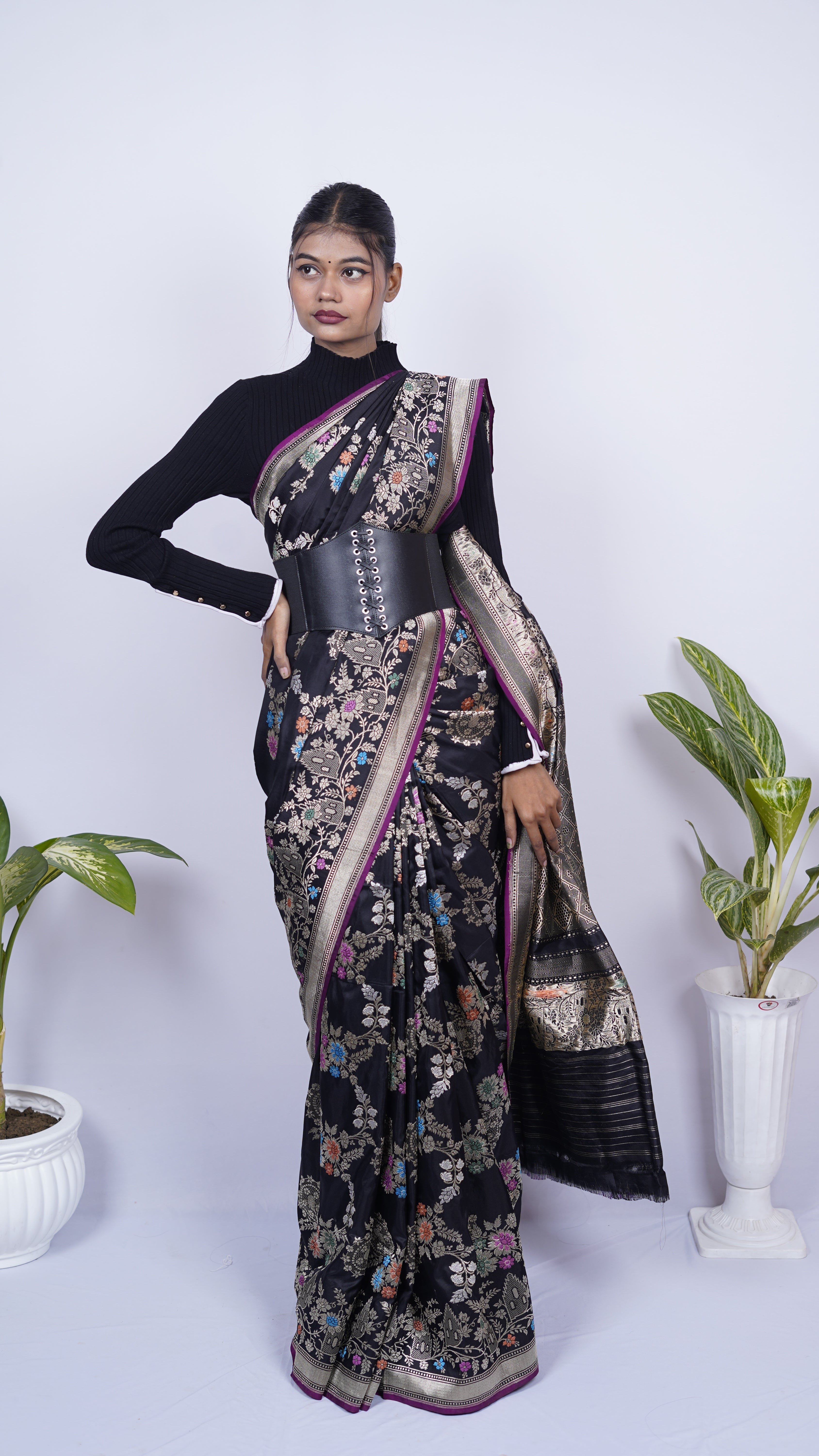 Pure Banarasi Handloom Katan by Katan Kadhwa Tilfi Designer Jangla Saree