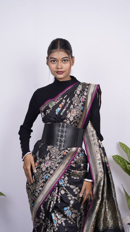 Pure Banarasi Handloom Katan by Katan Kadhwa Tilfi Designer Jangla Saree