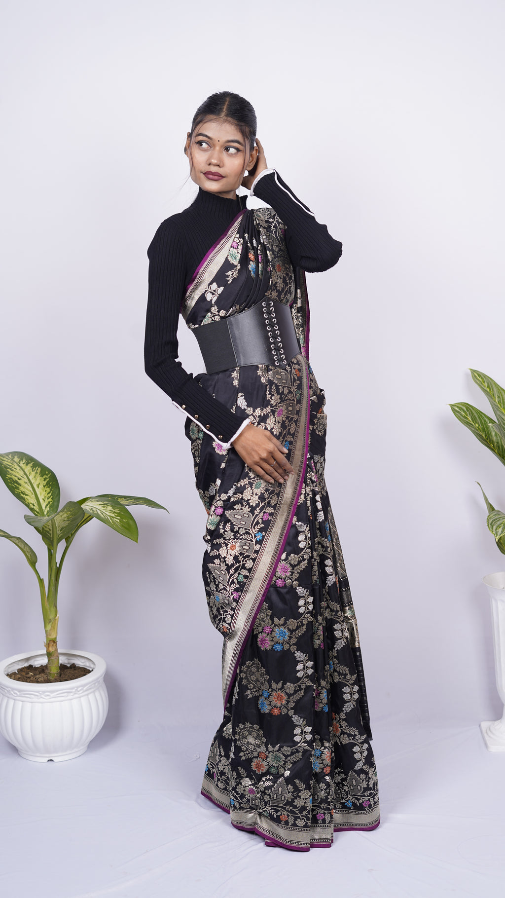 Pure Banarasi Handloom Katan by Katan Kadhwa Tilfi Designer Jangla Saree